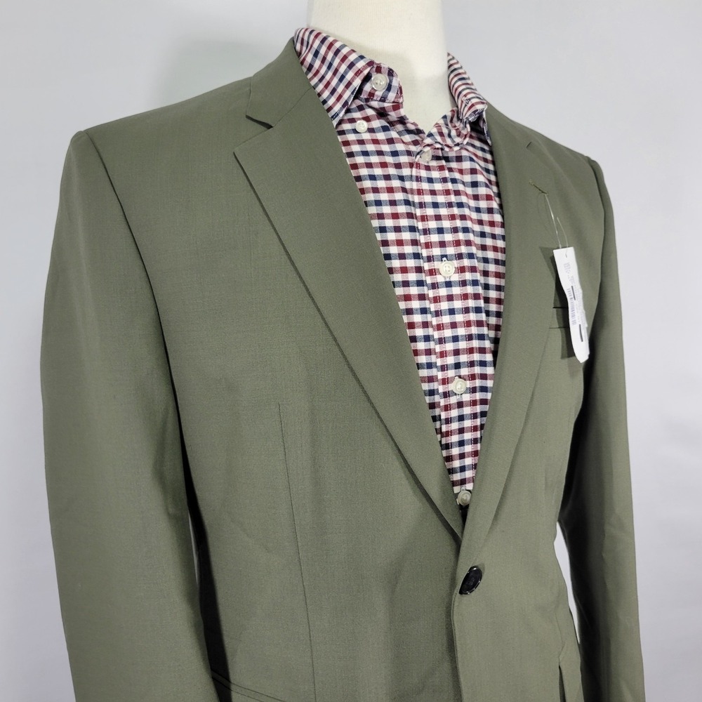 HUGO BOSS Men's Sport Coat Blazer Two Button Olive Wool Blend Super Flex 40R US - Picture 8 of 16